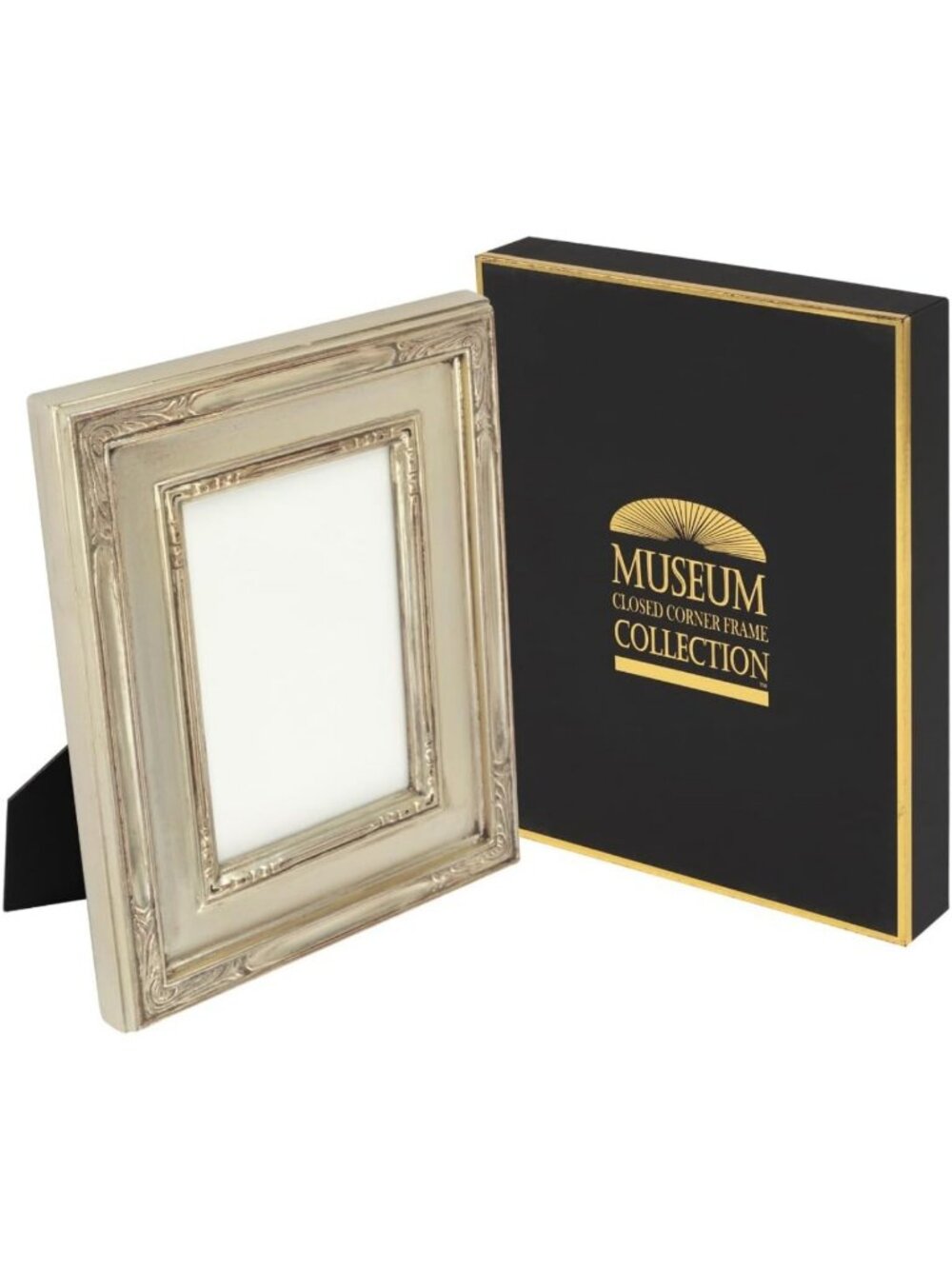 Antique Style 4x6 Warm Silver Picture Frame - Ornate Solid Wood Tabletop Easel